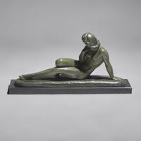 Ugo Cipriani (Italian, 1887–1960) — Reclining Female Nude Bronze Sculpture