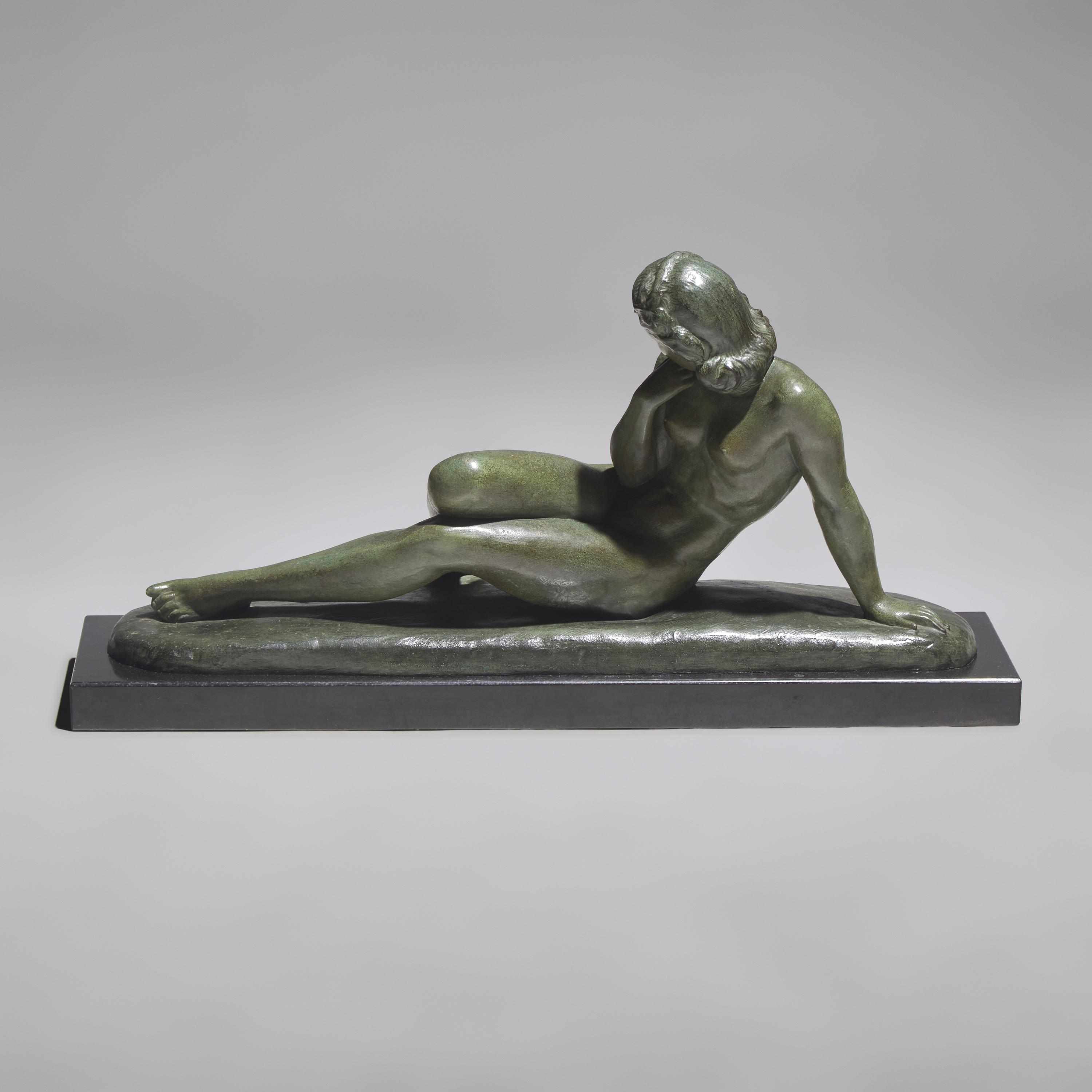 Ugo Cipriani (Italian, 1887–1960) — Reclining Female Nude Bronze Sculpture