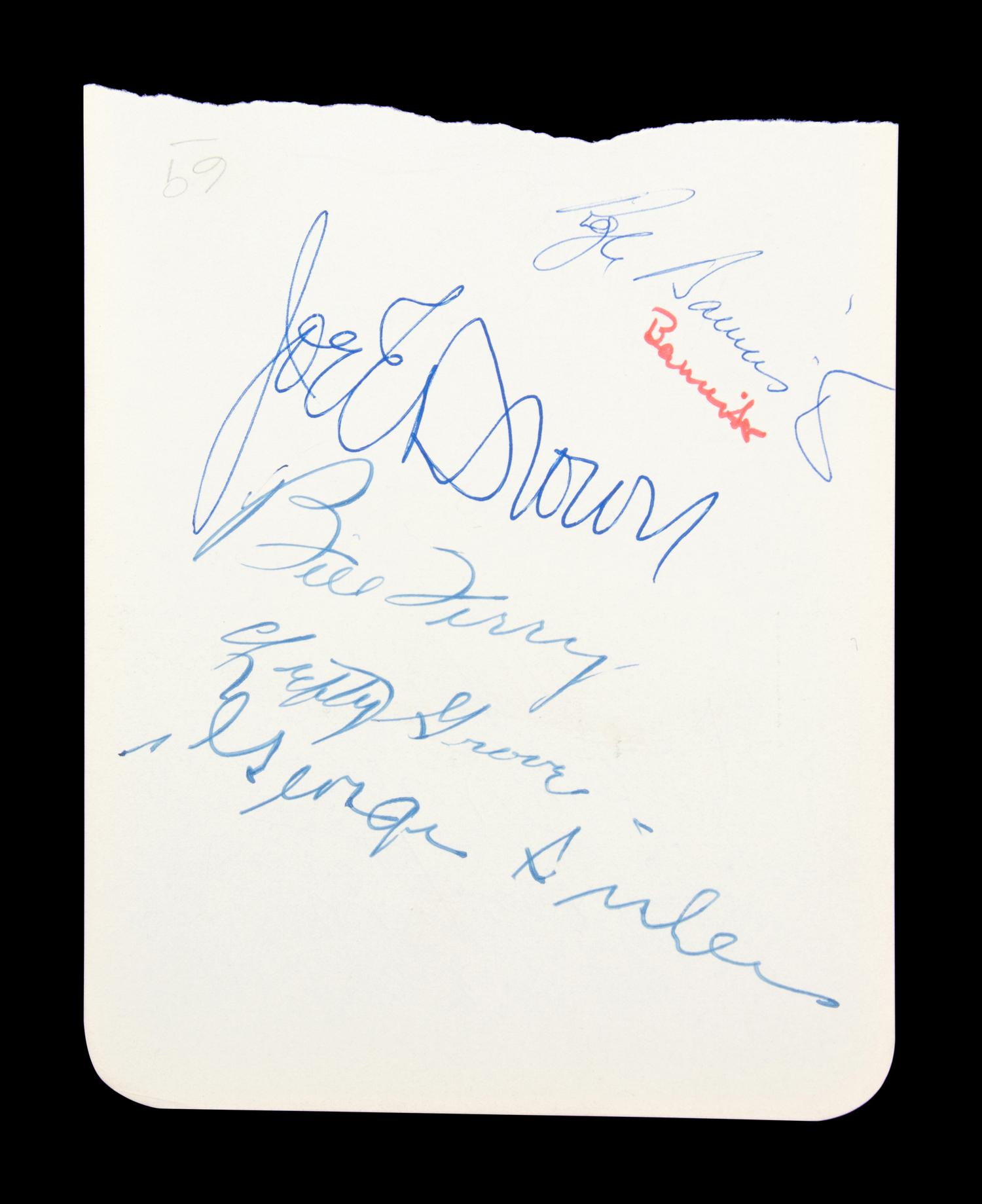 A Multi-Signed Cut Autograph Album Page Featuring Baseball Hall of Famers Lefty Grove, George Sisler, Bill Terry, Heavyweight Boxing Champion Jack Dempsey and Runner Roger Bannister.