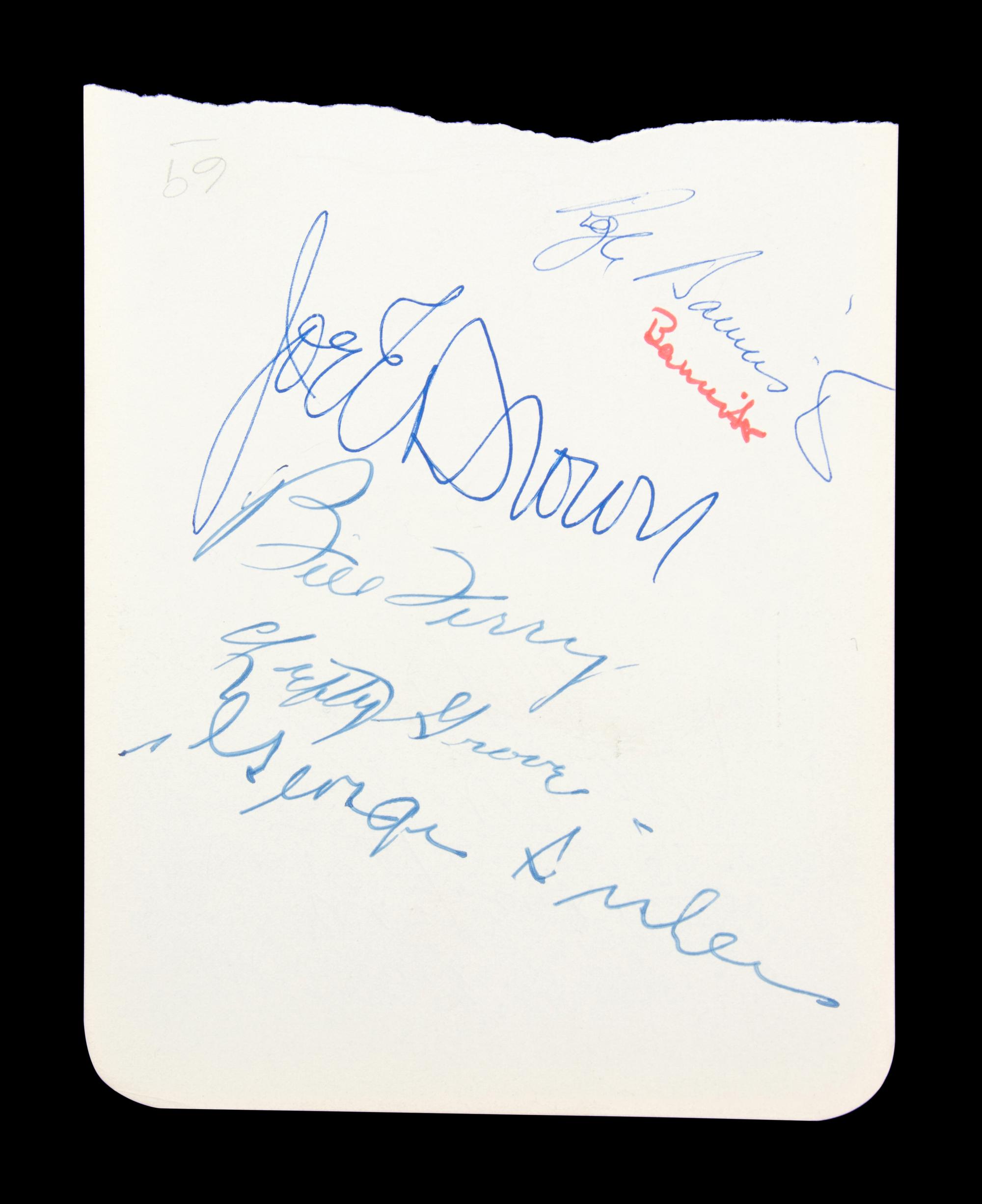 A Multi-Signed Cut Autograph Album Page Featuring Baseball Hall of Famers Lefty Grove, George Sisler, Bill Terry, Heavyweight Boxing Champion Jack Dempsey and Runner Roger Bannister.