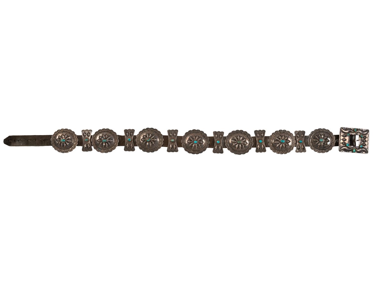 Navajo Silver and Turquoise Concha Belt