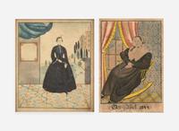Attributed to The Reading Artist, and Edward Richards, Two Works: Small Portrait of Esther Bast and Small Portrait of a Lady, dated "1844" and circa 1840, respectively
