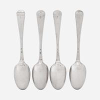 A rare set of four silver tablespoons Adrian Bancker (1703-1772), New York, NY, circa 1740