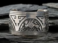 Sterling Silver Overlay Cuff Bracelet, with Turkeys