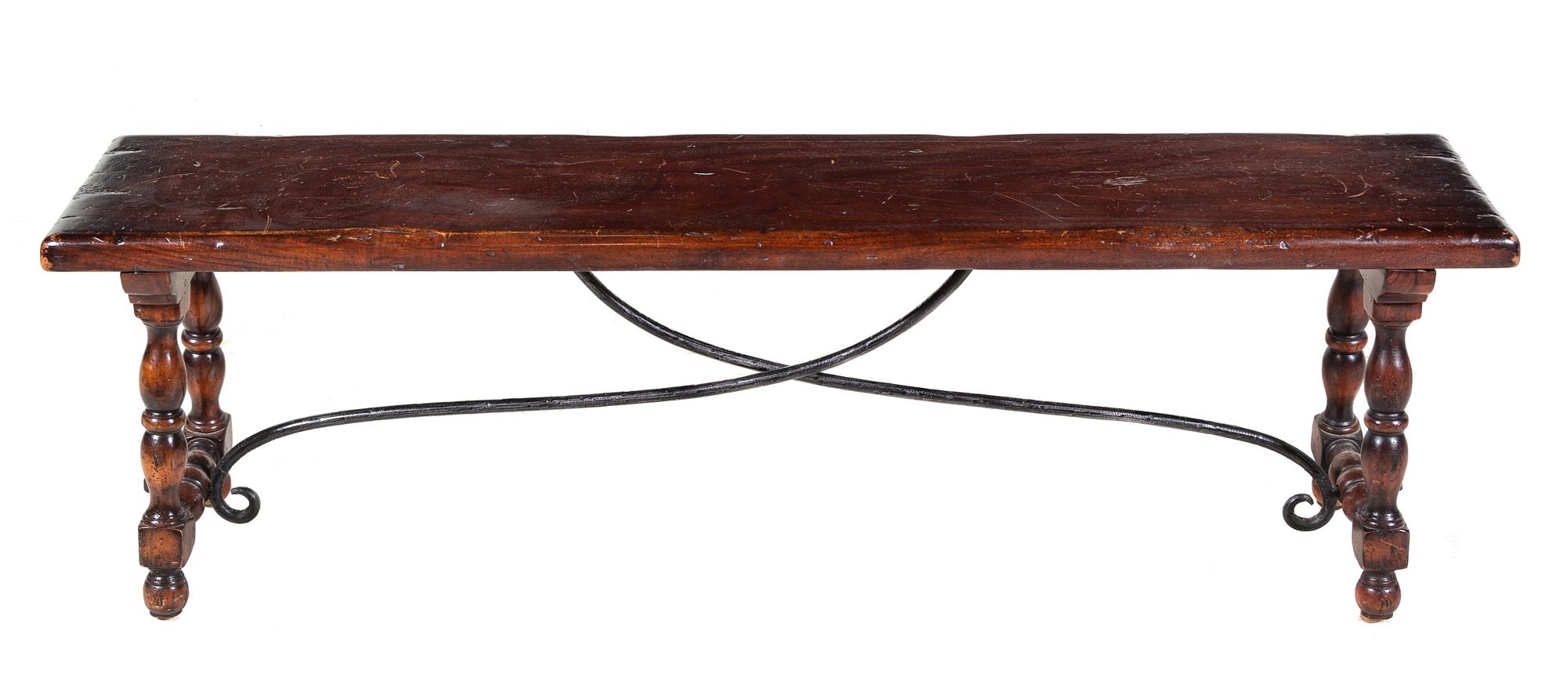 A Continental Carved Hardwood Bench