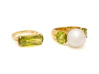 COLLECTION OF CULTURED PEARL, AND PERIDOT JEWELRY