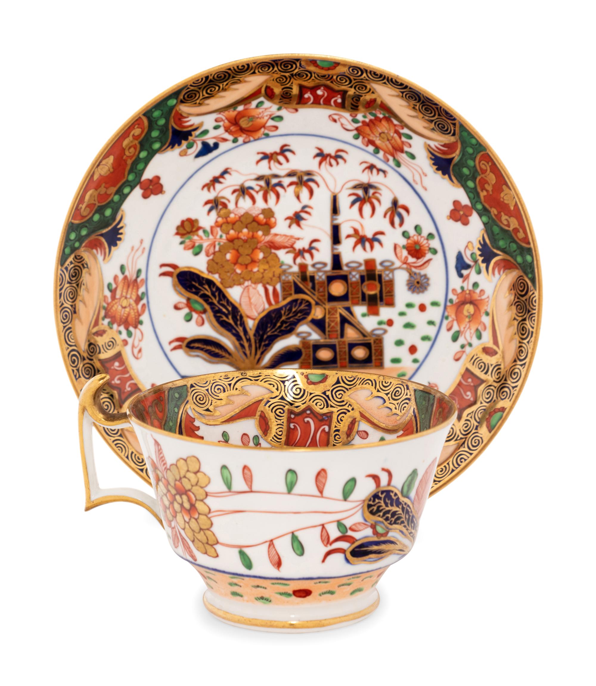 A Set of Twelve Spode Imari Style Porcelain Cups with Saucers