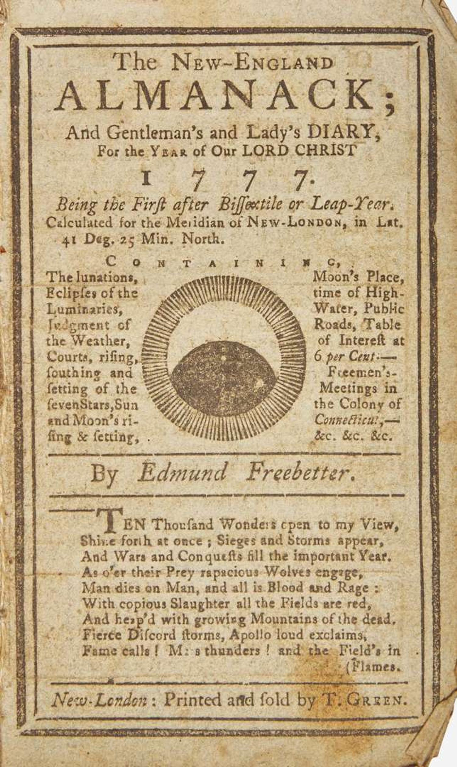 [American Revolution] Revolutionary-Era Sammelband of 4 Connecticut Almanacs