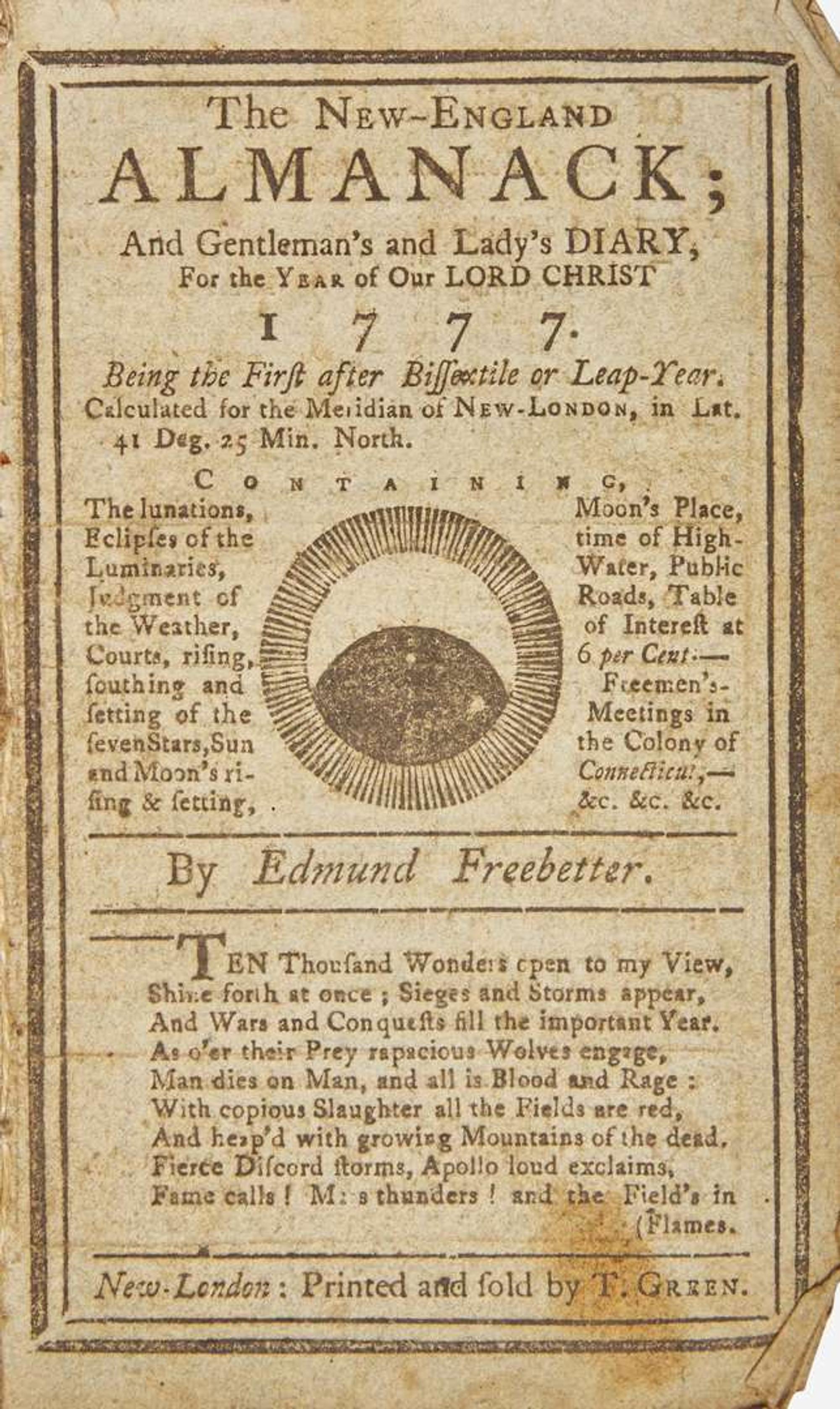 [American Revolution] Revolutionary-Era Sammelband of 4 Connecticut Almanacs