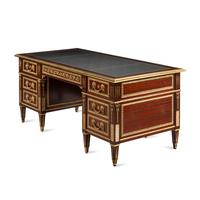 A Louis XVI Style Gilt Bronze Mounted Mahogany Bureau Plat