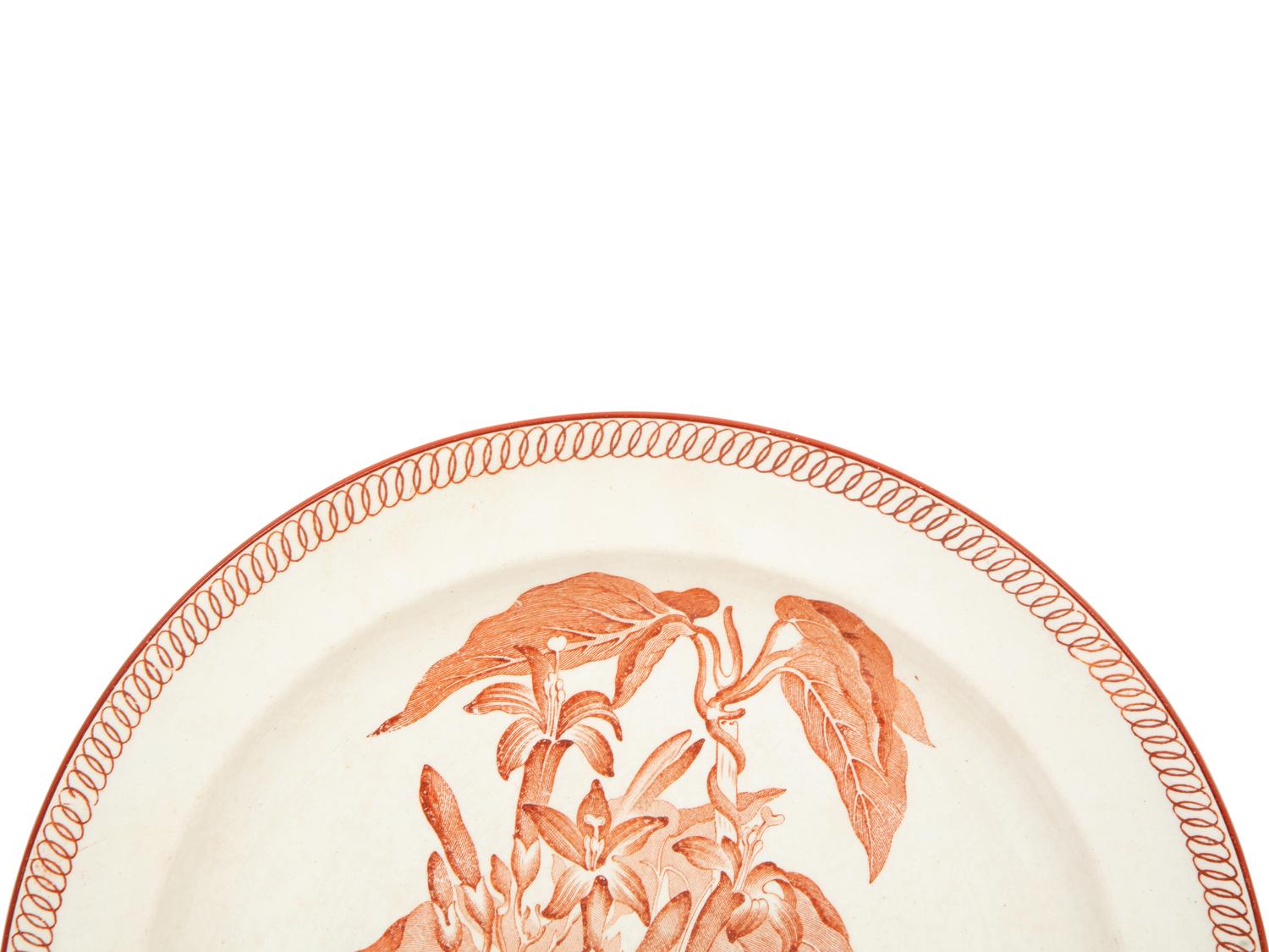 Four Sets of English Porcelain Dessert Plates and a Set of Twelve Soft-Paste Dinner Plates