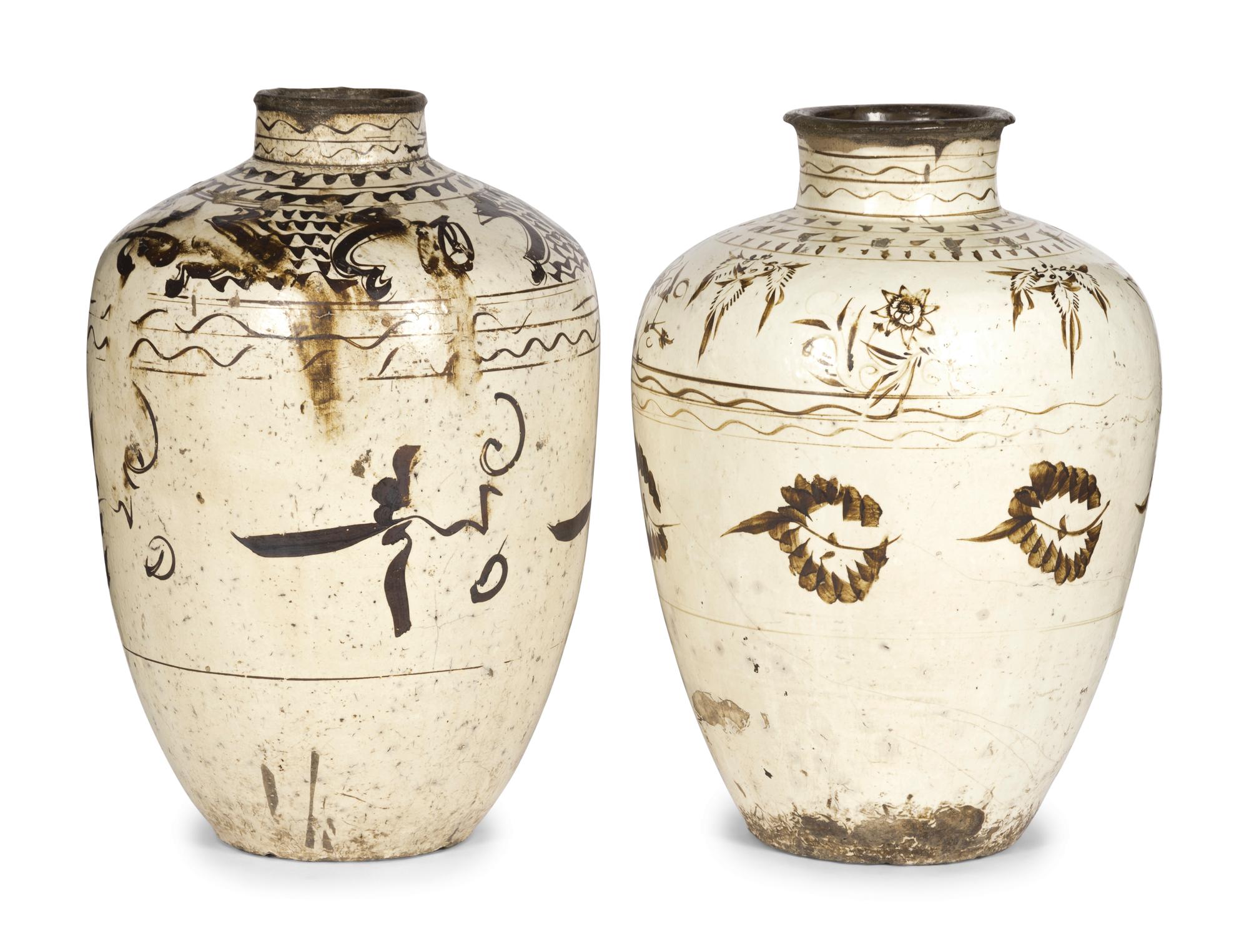 Two Large Cizhou Stoneware Wine Storage Jars