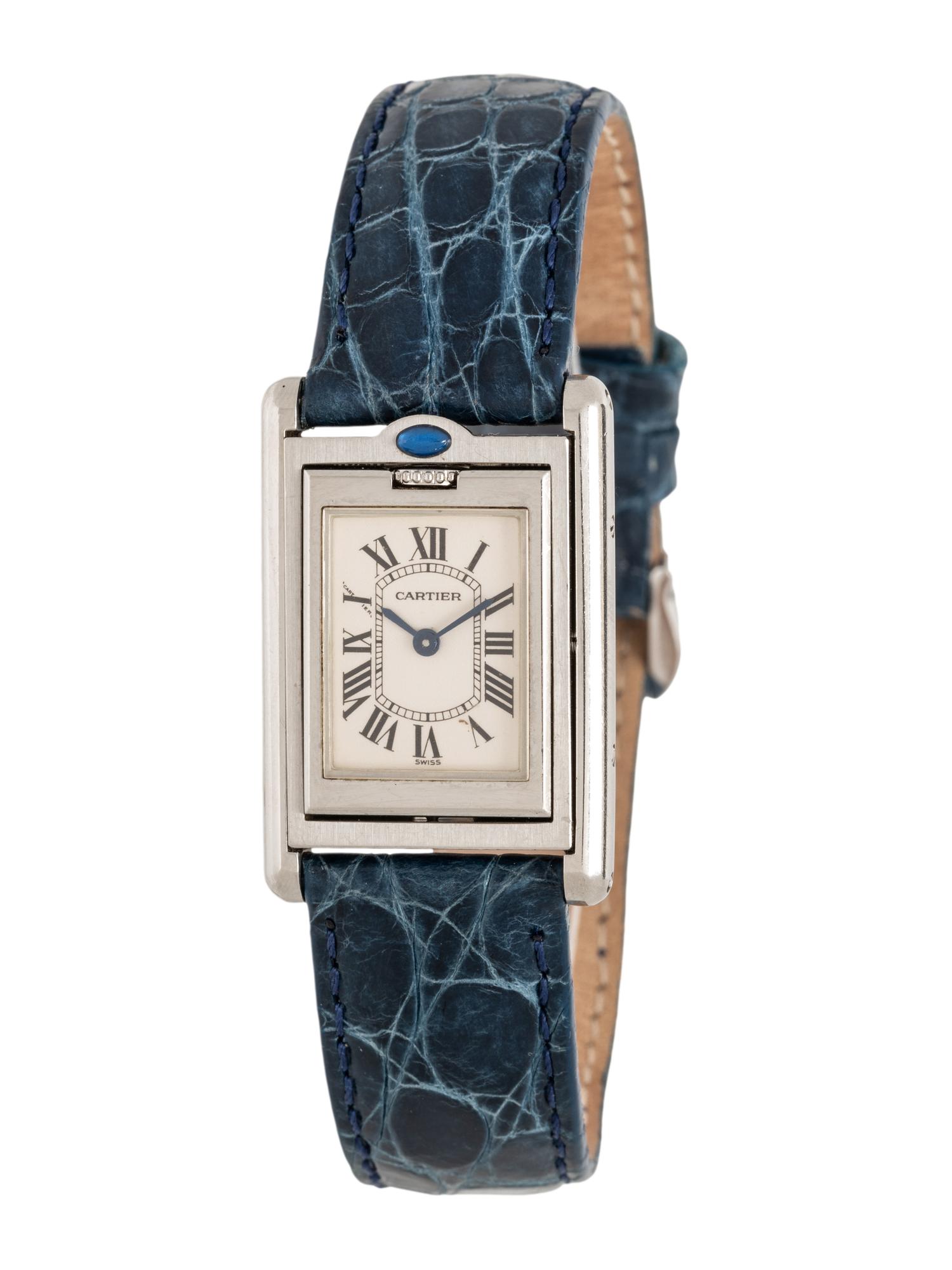 CARTIER, STAINLESS STEEL 'TANK BASCULANTE' WATCH