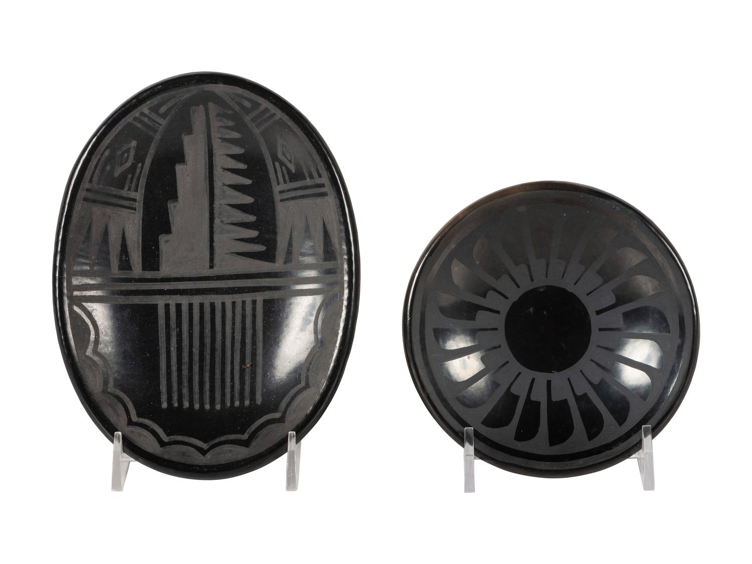 Pair of Blackware Pottery Plates