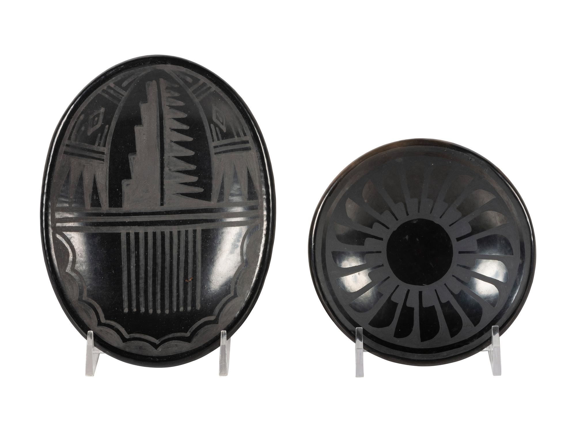 Pair of Blackware Pottery Plates