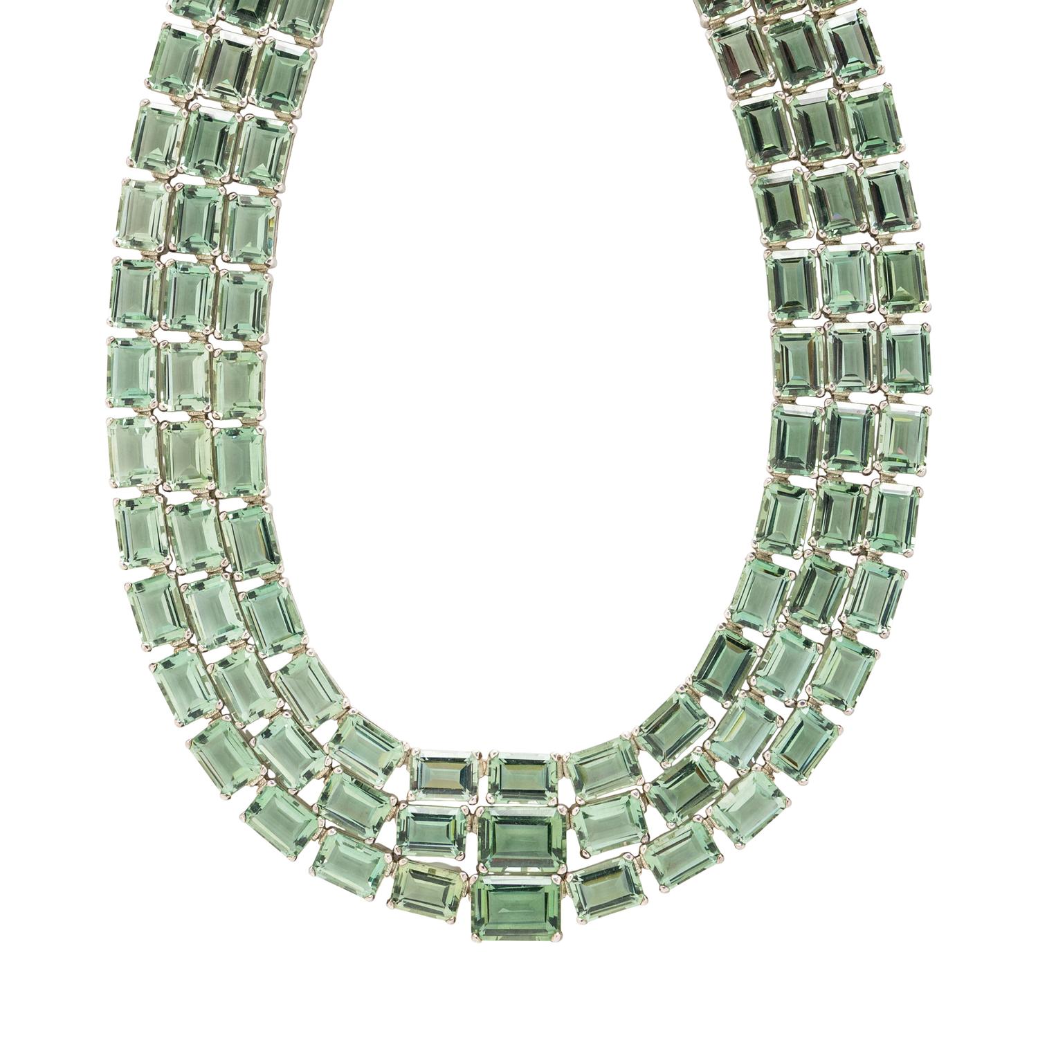 LIME QUARTZ AND STERLING SILVER NECKLACE
