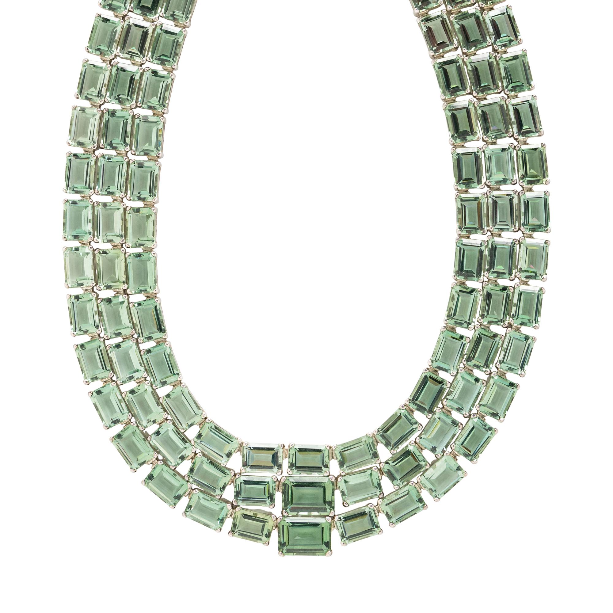 LIME QUARTZ AND STERLING SILVER NECKLACE