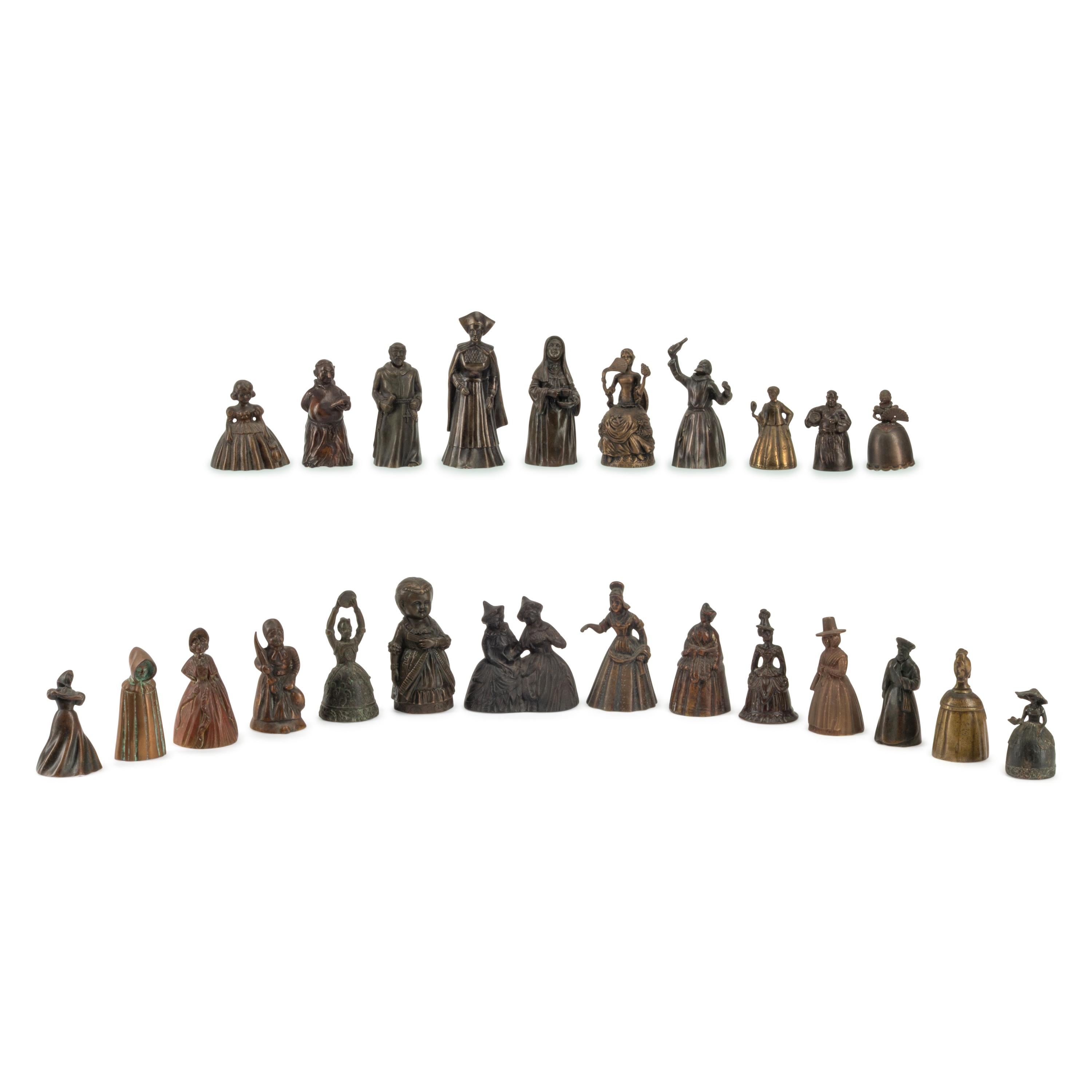 A Collection of Twenty-Four Bronze Figural Table Bells