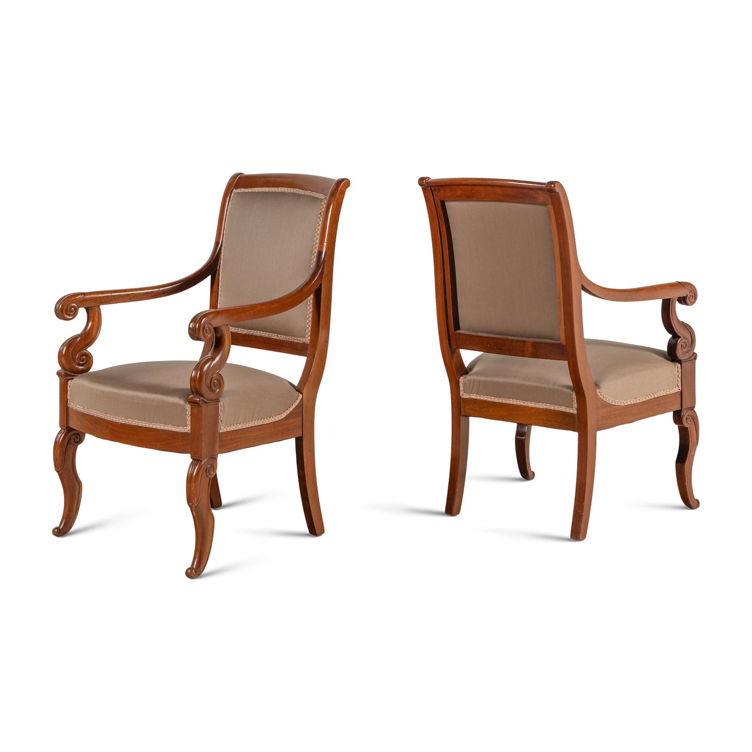 A Pair of Louis Philippe Walnut Fauteuils