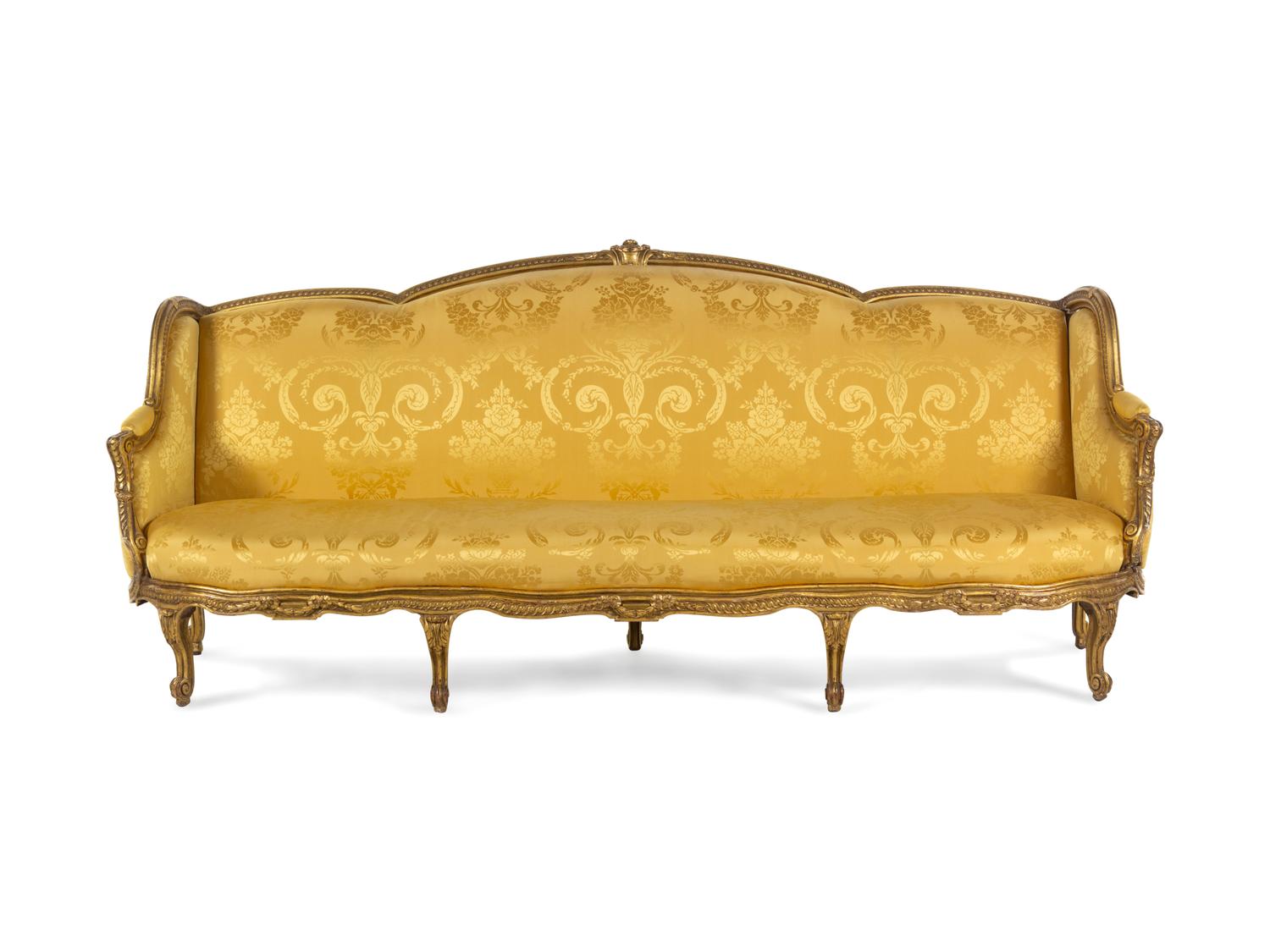 A Louis XV Style Carved Giltwood Sofa, 18th/19th Century
