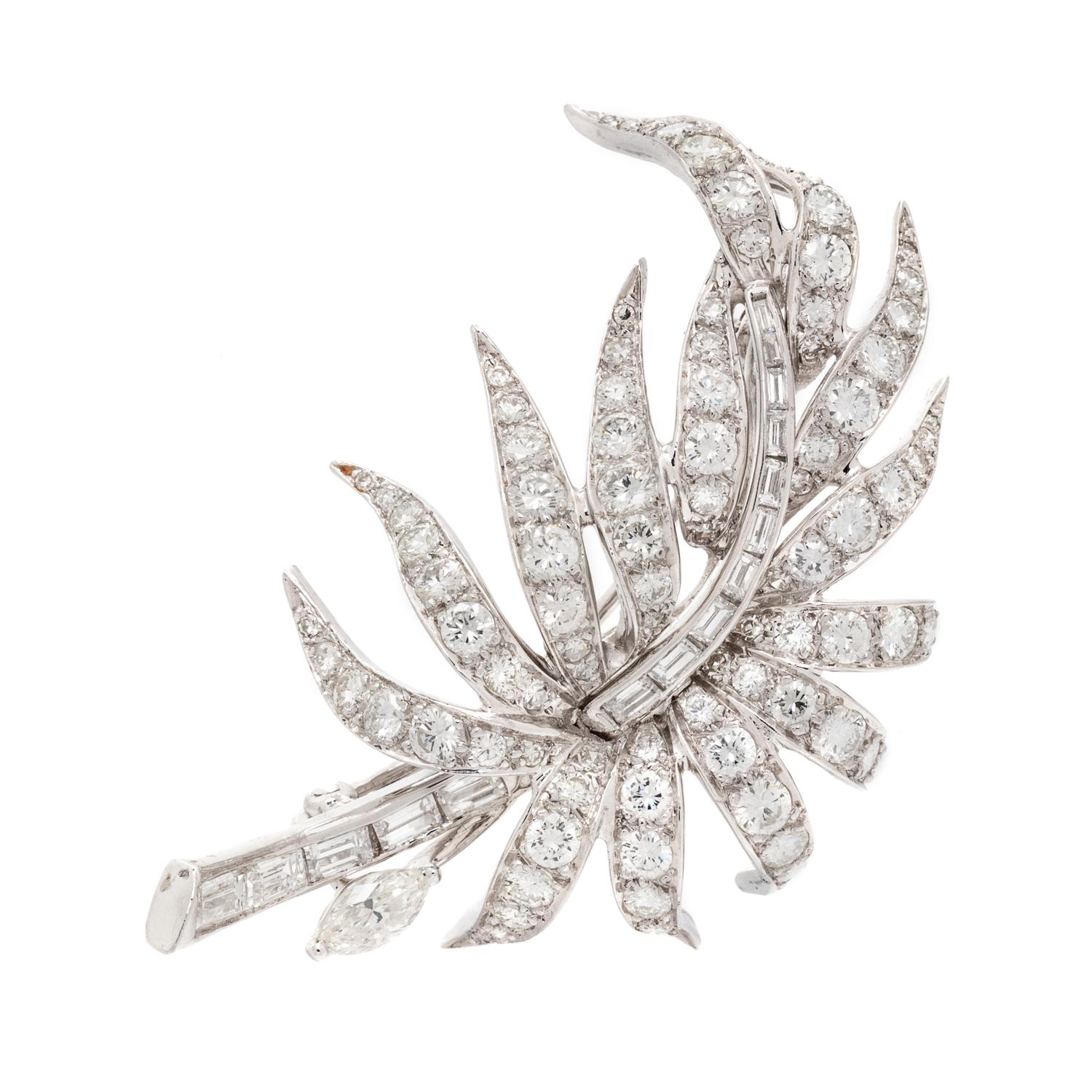 DIAMOND LEAF BROOCH
