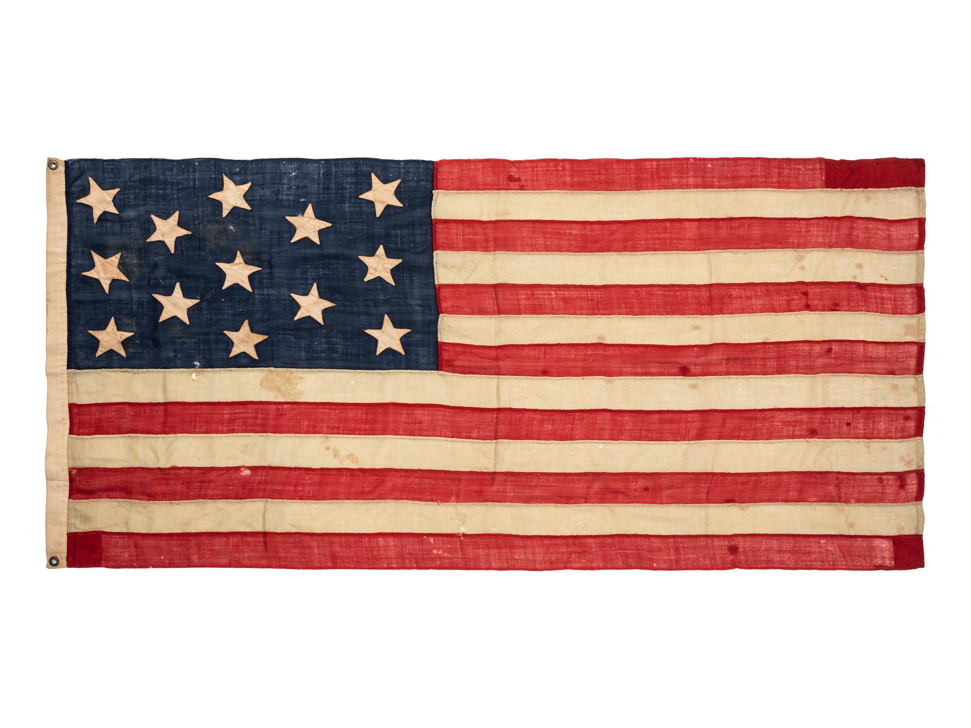 [FLAGS]. 13-star American flag, possibly a US Navy boat flag. Ca late-19th century.
