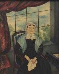 Anglo-American School 19th Century, A Portrait Miniature of a Seated Lady