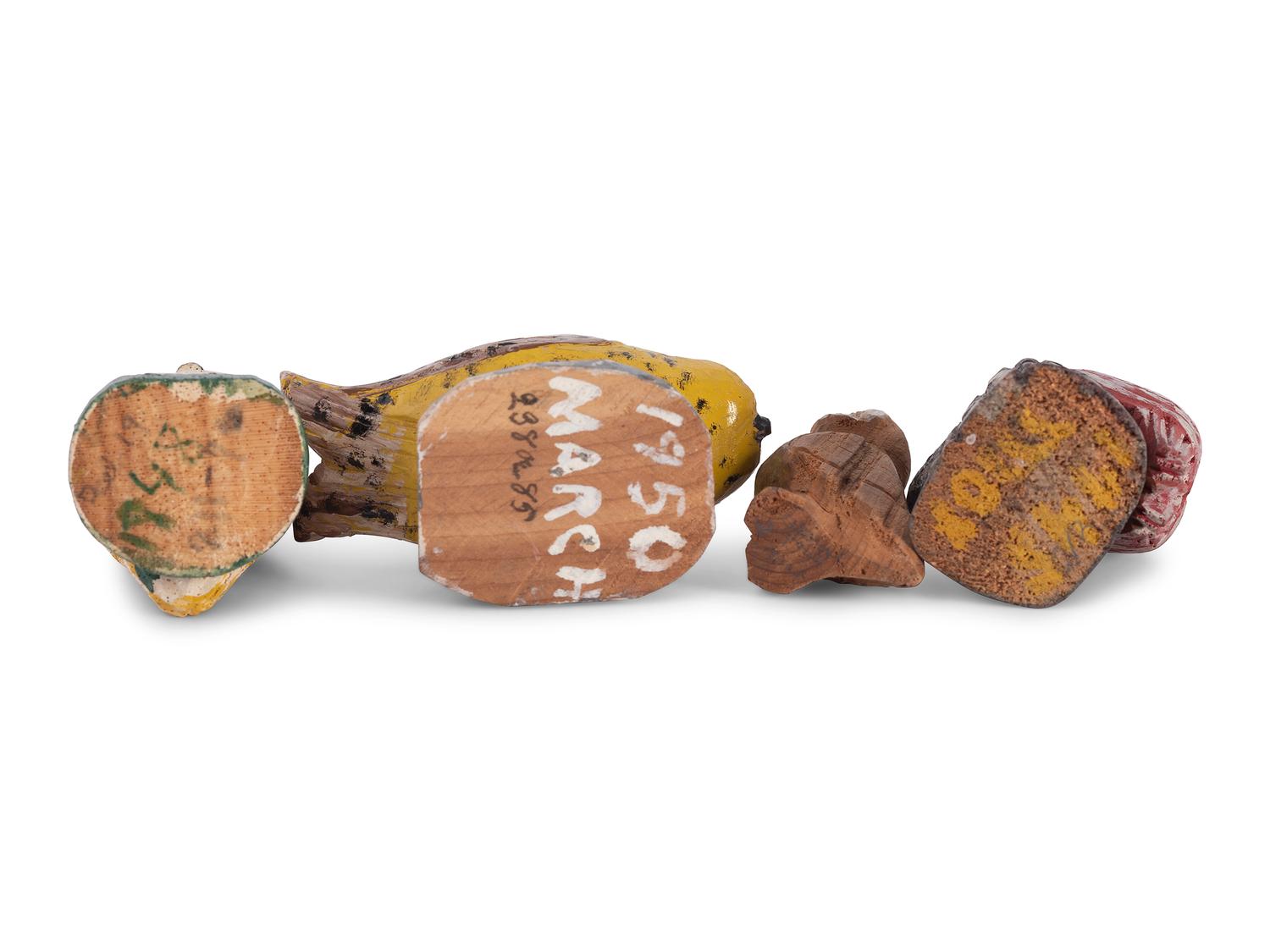 A Group of Painted Folk Art Owl Carvings