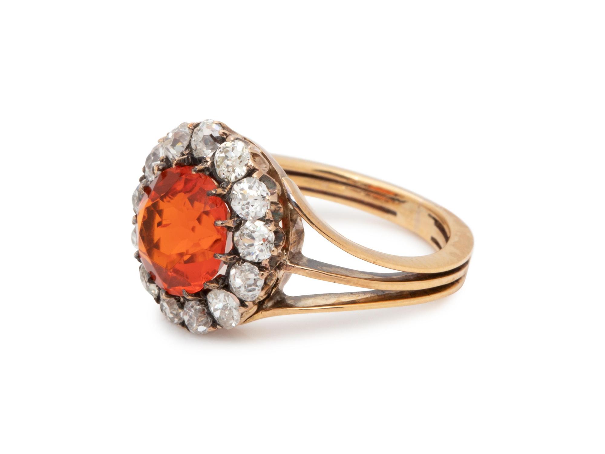 FIRE OPAL AND DIAMOND RING