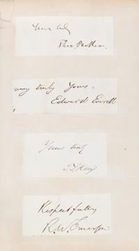 (CIVIL WAR, AUTOGRAPH ALBUM) Album of clipped signatures, Robert E. Lee, Harriet Beecher Stowe, William Sherman and others.
