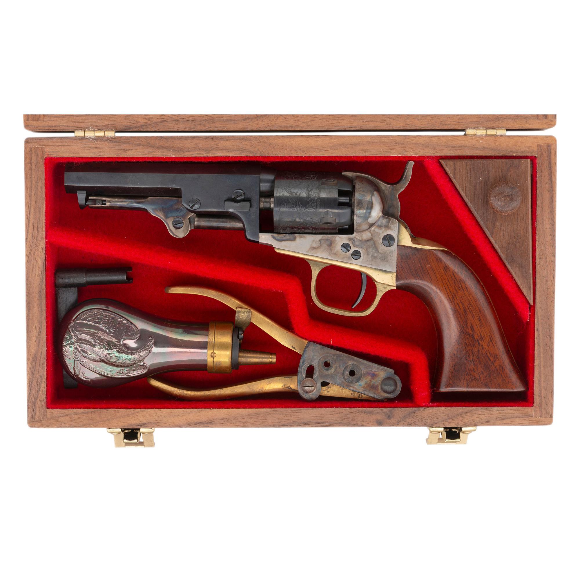 Cased Replica Colt Pocket Percussion Revolver with Accessories