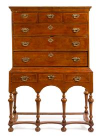 A William & Mary Burlwood Chest on Stand — 18TH CENTURY