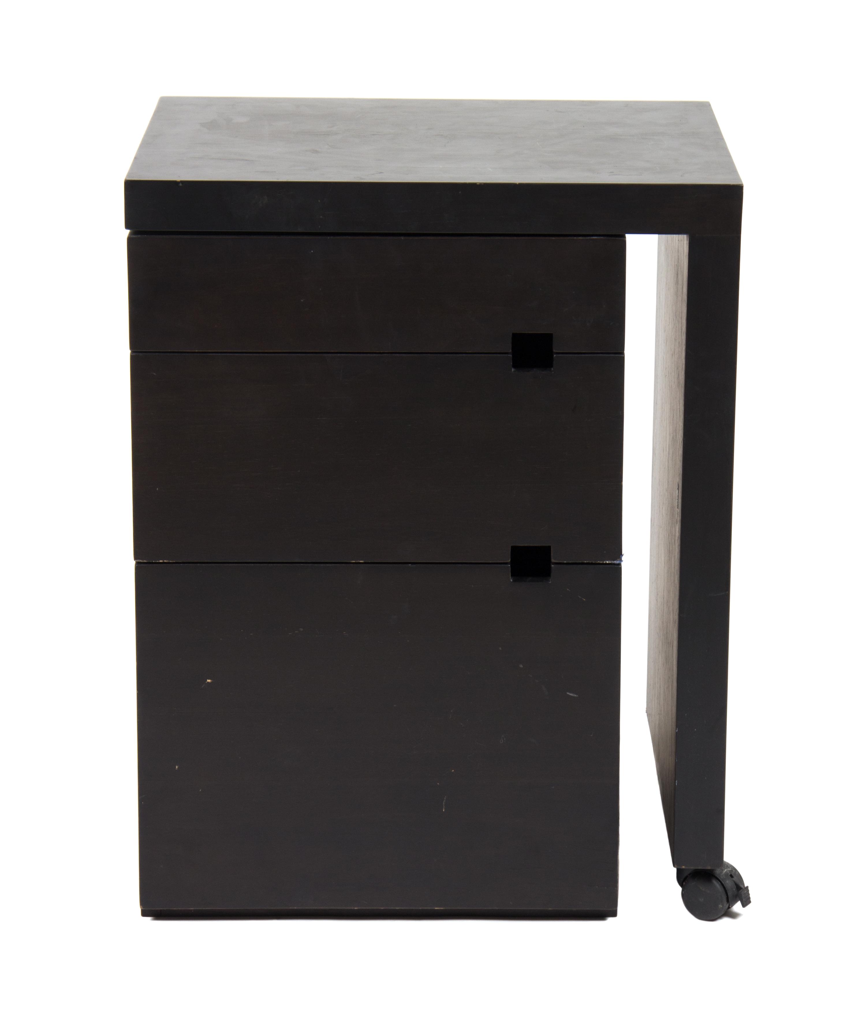 A Mid Century Modern Revolving Folding Writing Table and Cabinet Height 30 x width 23 1/4 (41 when open) x depth 19 inches. — 20TH CENTURY