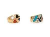 COLLECTION OF YELLOW GOLD AND MULTIGEM RINGS