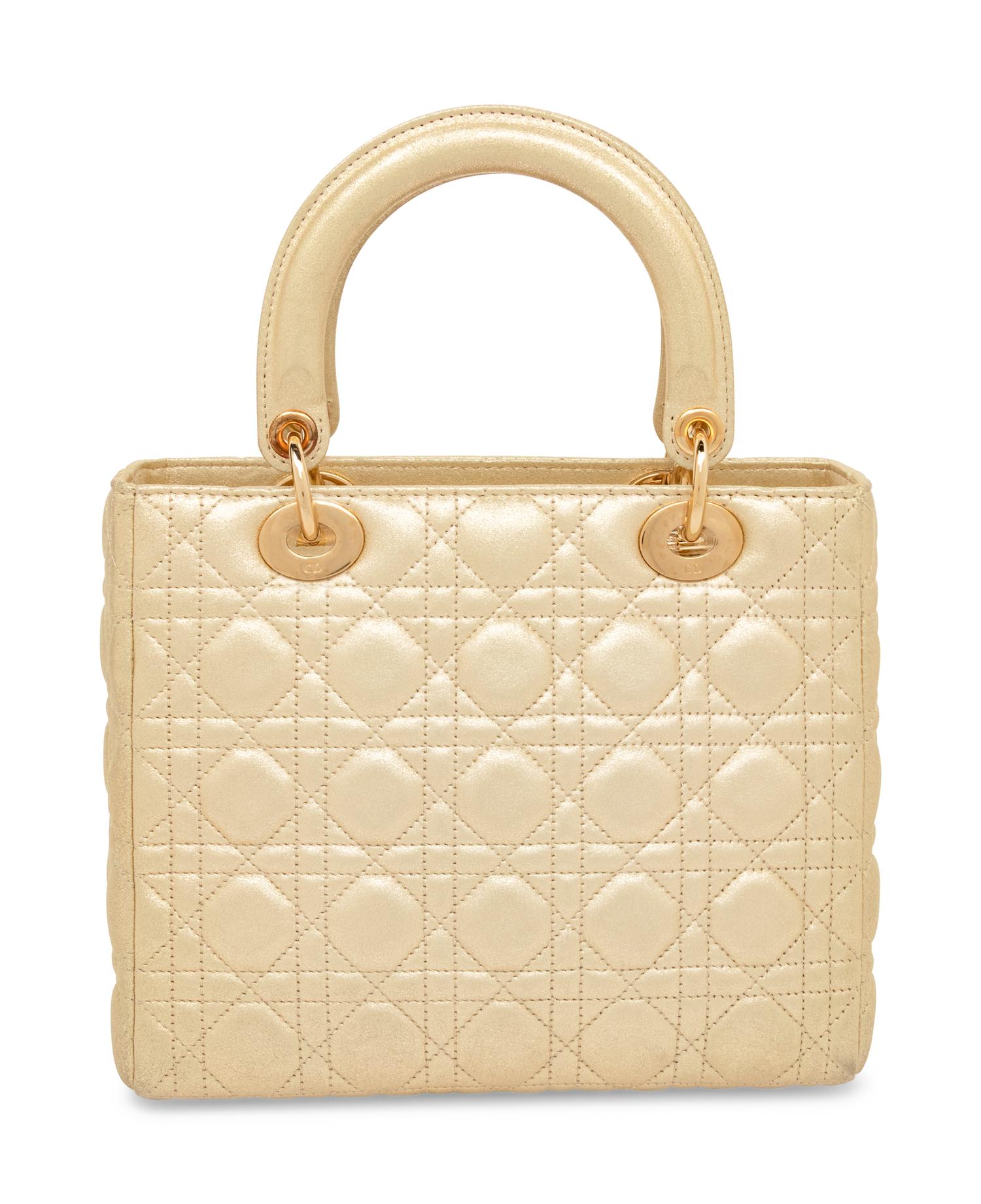Dior, Medium Metallic Gold Lady Dior