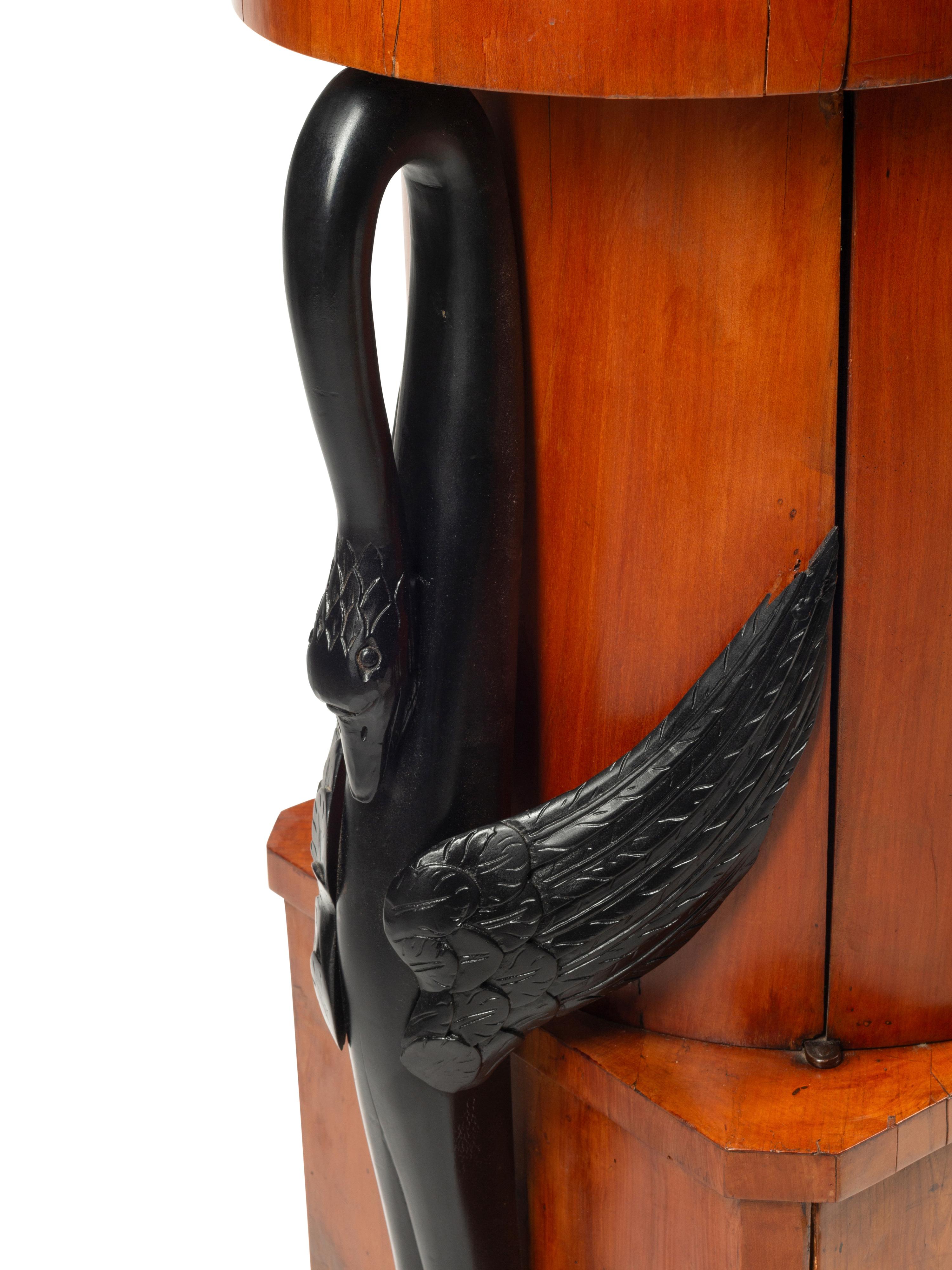 An Unusual North European Walnut, Part Ebonized and Faux Marble Painted Three-Part Cabinet