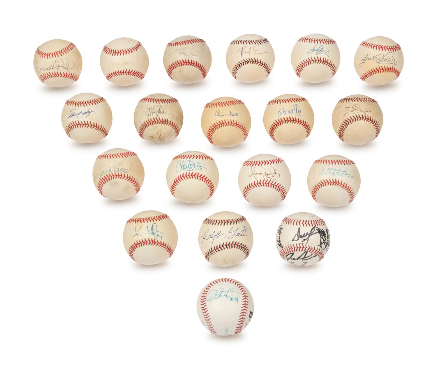 A Group of Signed Autograph Baseballs Featuring Hall of Famers and Notables