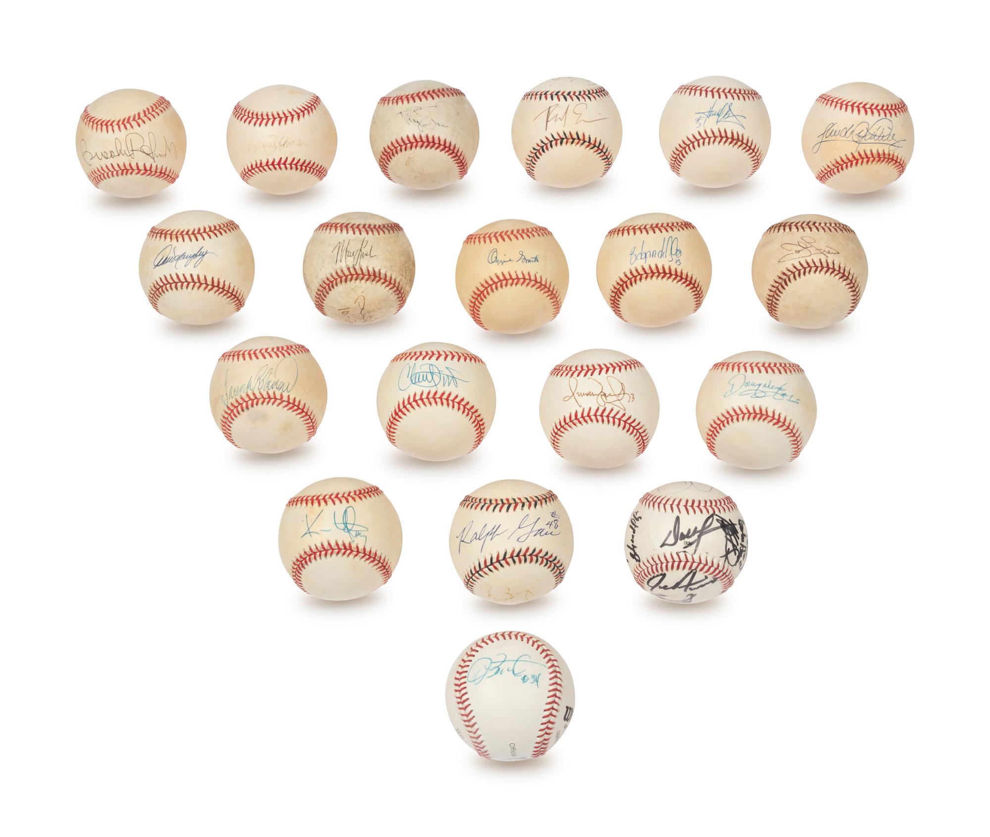 A Group of Signed Autograph Baseballs Featuring Hall of Famers and Notables