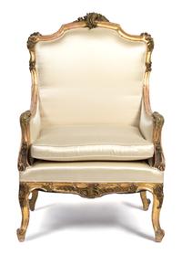 A Louis XV Style Giltwood Bergere Height 42 1/4 inches. — 19TH CENTURY