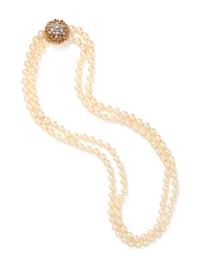 CULTURED PEARL AND DIAMOND NECKLACE