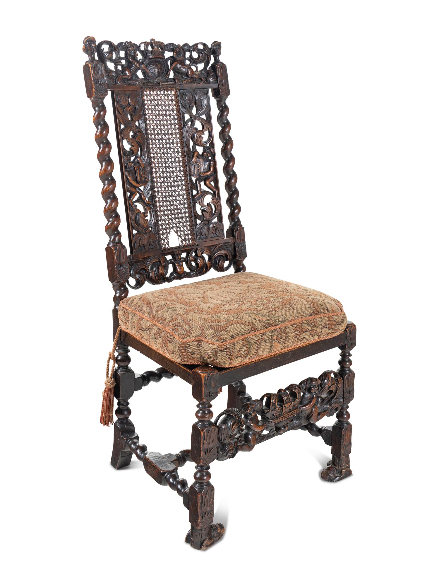 A James II Carved Walnut Side Chair