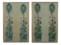 A Pair of French Painted Linen Panels 66 x 43 inches. — 19TH CENTURY