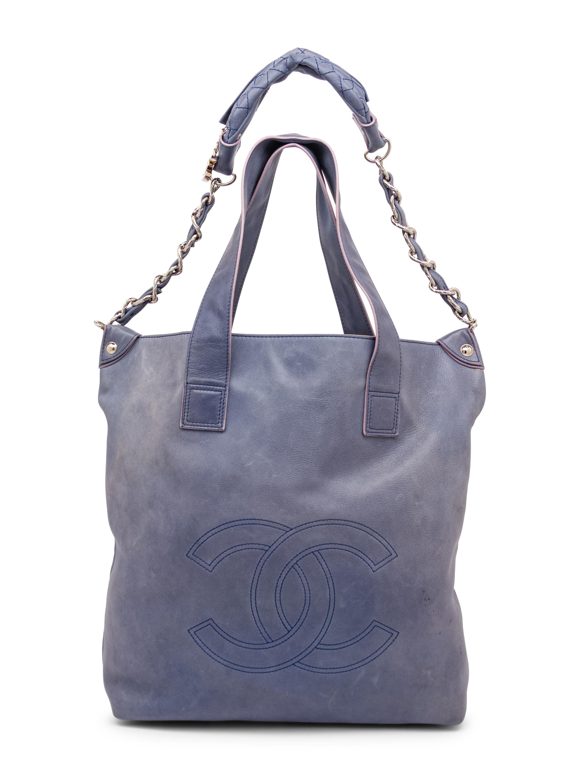 CHANEL, BLUE EDGY LAMBSKIN TOTE