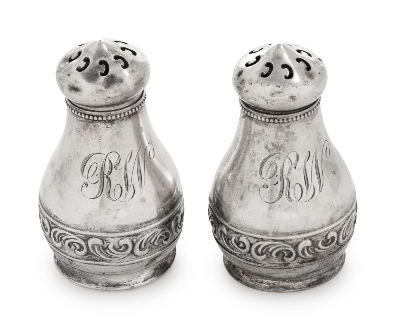 A Pair of American Silver Casters
