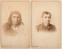 CHOATE, John N. (1848-1902), photographer. A pair of boudoir cards featuring Navajo student Tom Torlino at Carlisle Indian School, before and after. Carlisle, PA, ca 1882-86.