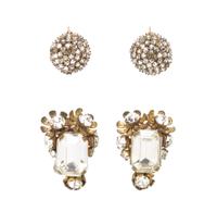 Two Pair of Miriam Haskell Rhinestone Embellished Earclips,