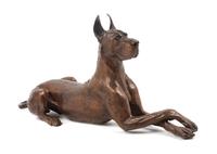 A Bronze Great Dane Sculpture Width 22 inches.