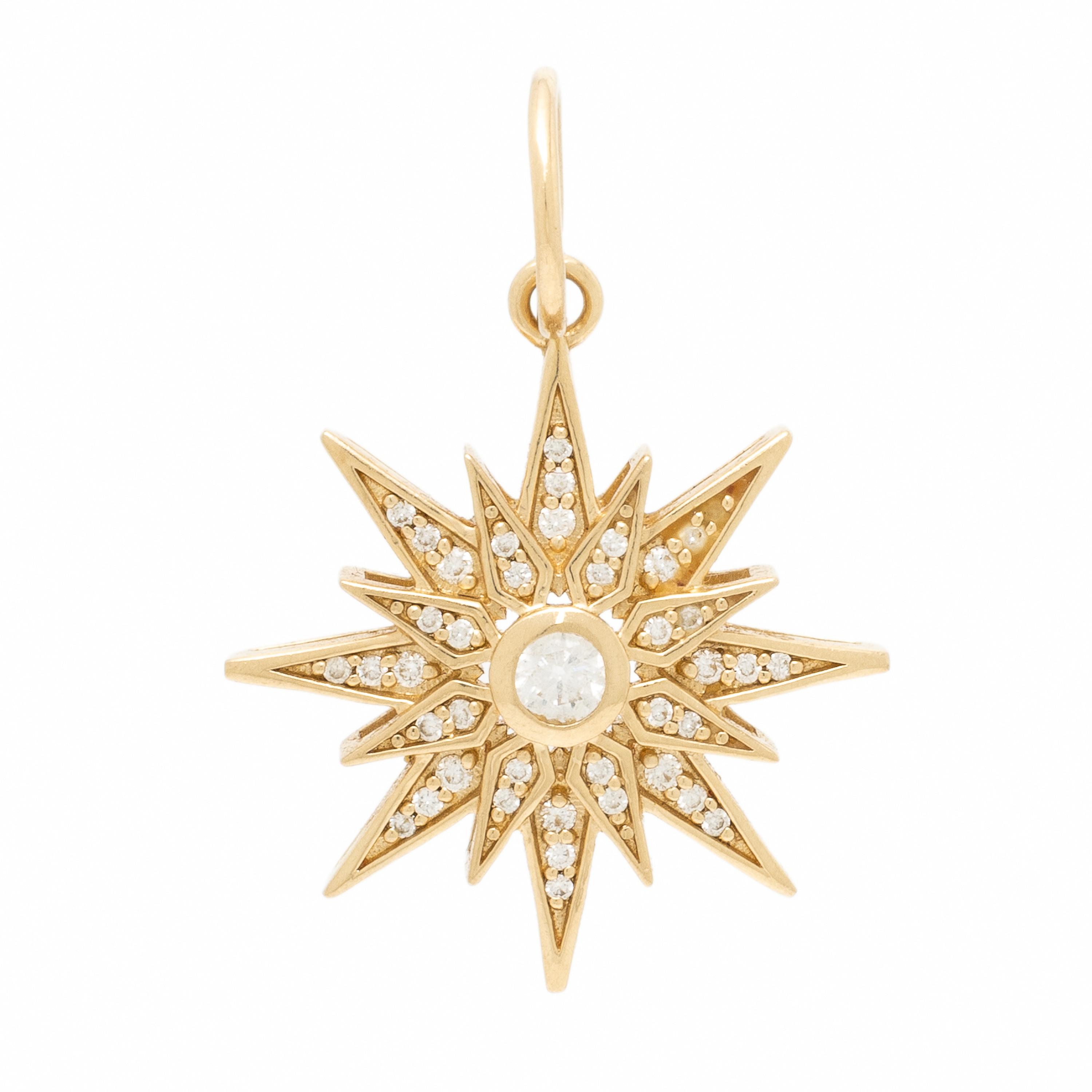 Yellow Gold and Diamond Starburst Pendant