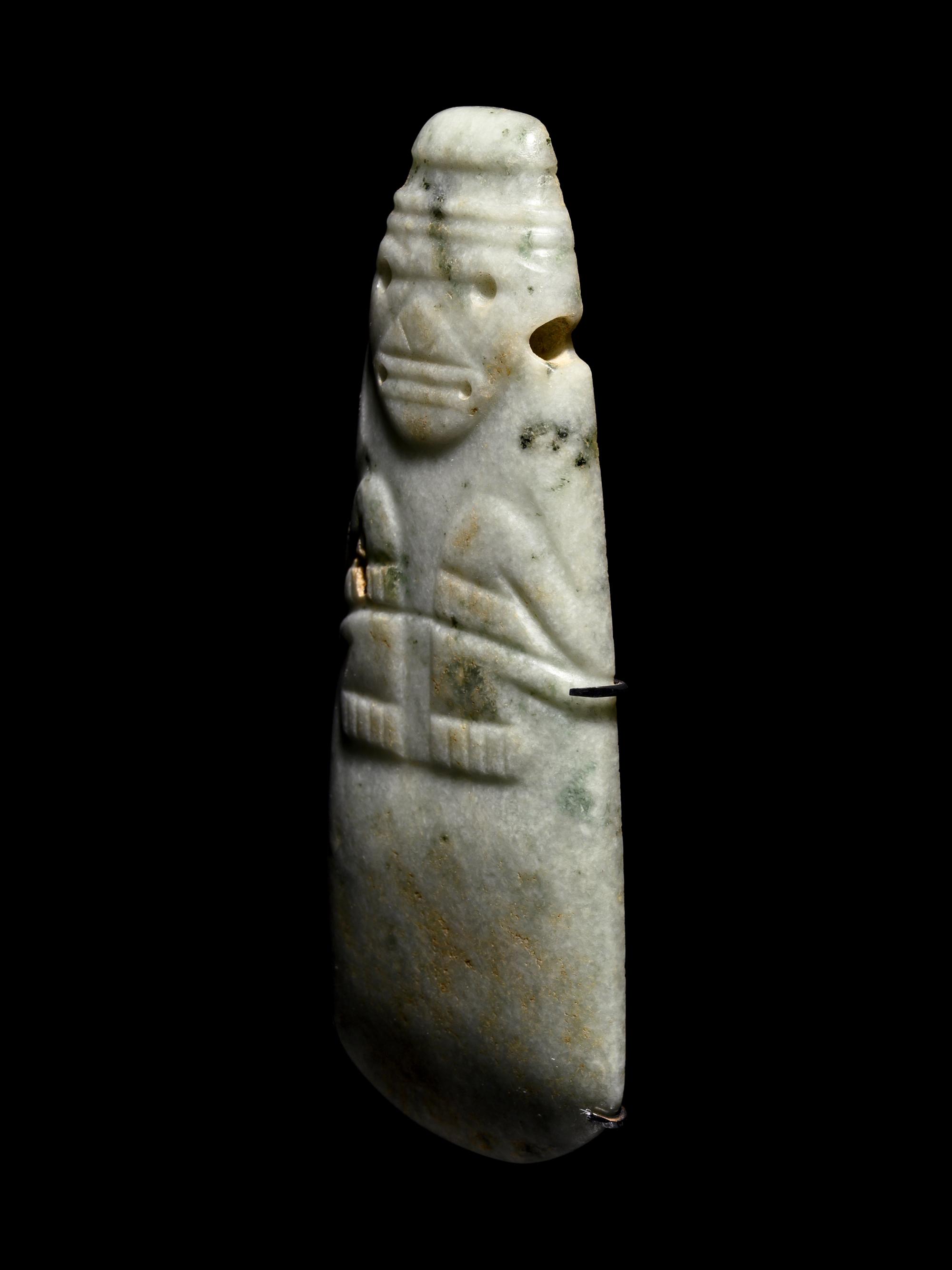A Nicoya Jade Axe God Pendant