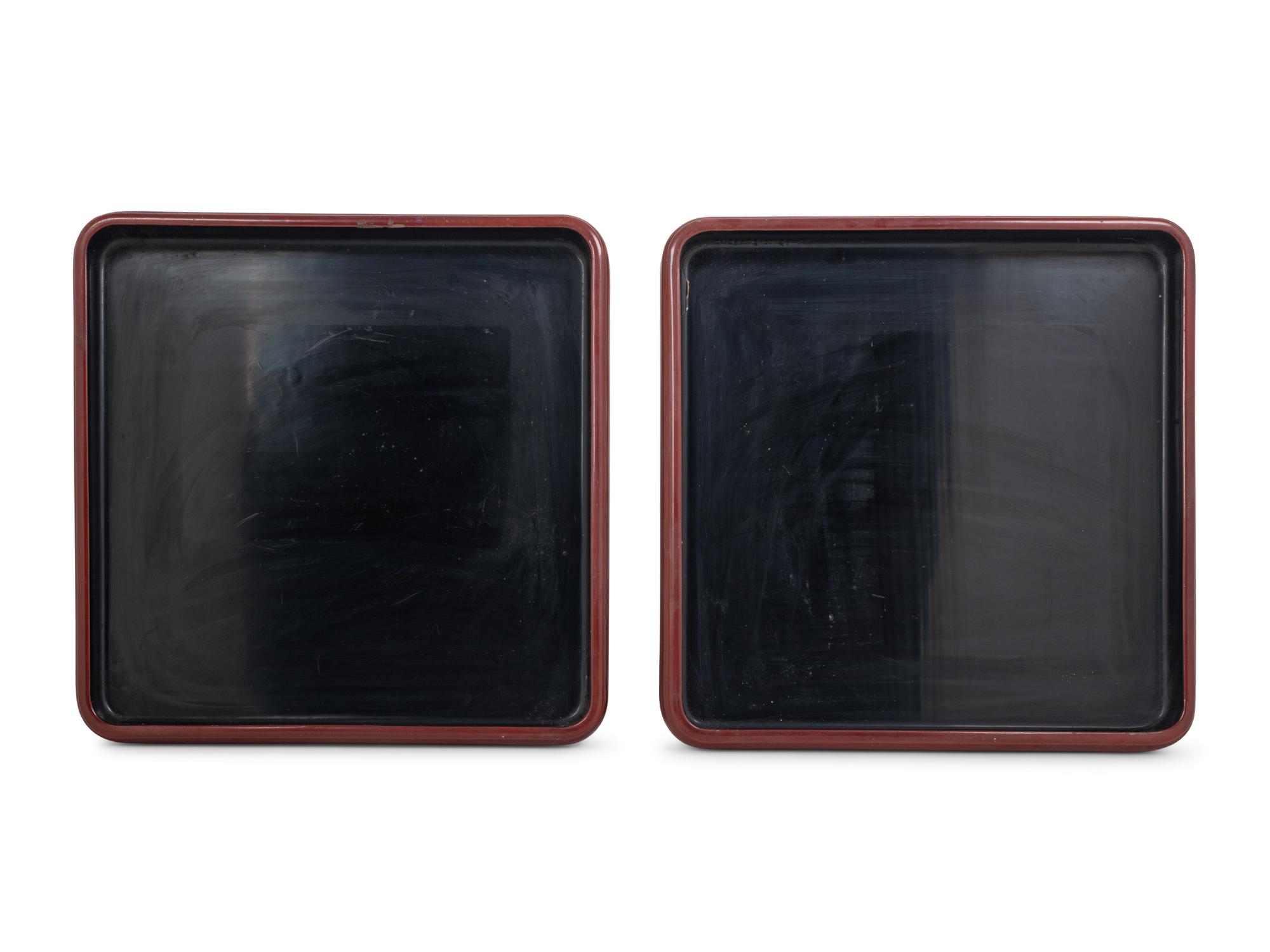 A Pair of Red Lacquer Trays